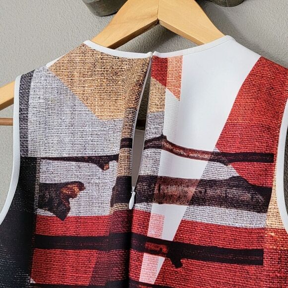 🆕️ Clover Canyon Gradient Plaid Neoprene Bodycon Sheath Dress in Red - Picture 10 of 16